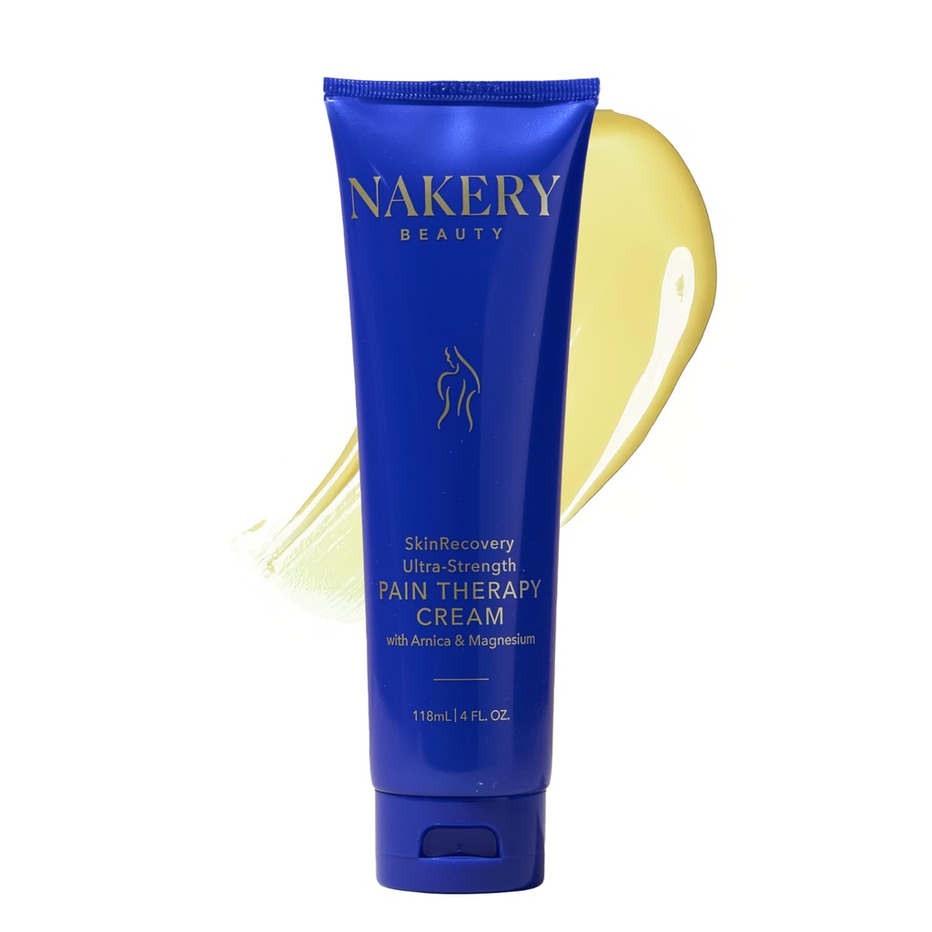 Nakery SkinRecovery Pain Therapy Cream, Ultra Strength Magnesium Cream for Leg Cramps, Muscle and Joint Pain Relief with Arnica Menthol, Fast Absorbing Massage Cream for Back Feet Nerve Pain