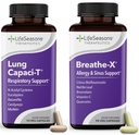LifeSeasons Breathe-X with Lung Capaci-T - 过敏和呼吸支持 - 快速代理阴道救济 - 提高氧能力并减少穆库斯 - 180 Capsules