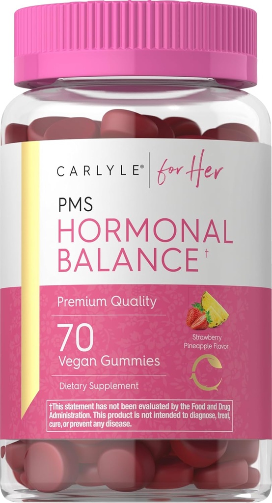 Carlyle Hormonal Balance for Women and PMS Supplement 70 Gummys 维生素复合体 与铁・维冈,Non-GMO,Gluten Free QQ为她配音
