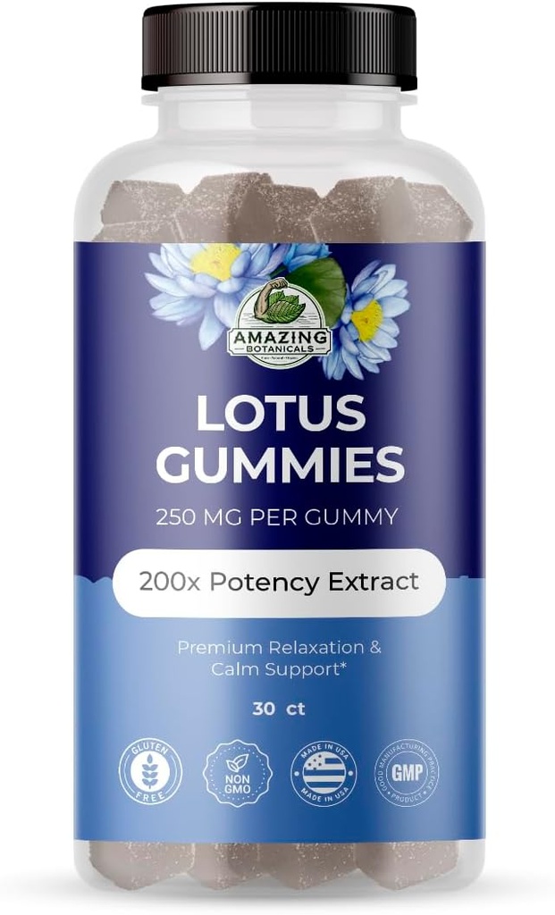 (原始内容存档于2017-10-12). 奇异植物学 蓝莓莲花 Gummys – Premium relaxation & calm Supports – Vegan, Non-GMO, Gluten-Free Herbal Supplement, 250MG - Berry Flavor (30 Counts)