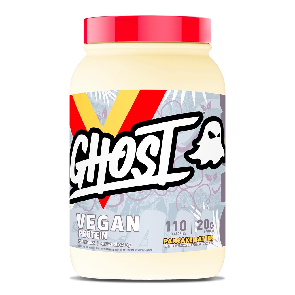 GHOST Vegan Protein Powder, Pancake Batter – 2lb, 20g of Protein- Plant-Based Pea & Organic Pumpkin Protein - ­Post Workout & Nutrition Shakes, Smoothies, & Baking - Soy & Gluten-Free