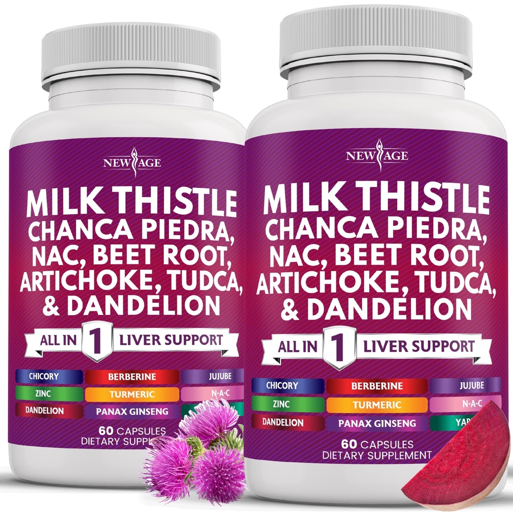 新AGE 牛奶味 NAC Chanca Piedra Beet Root Artichoke Dandelion 根 Astragalus - 加 TUDCA & Ginger - 120 计数