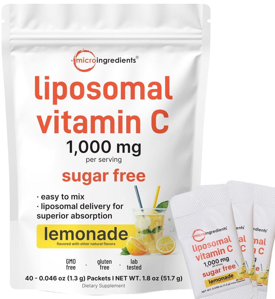 微成份 1000mg 维生素C 日用粉 → Liposomal Fat-Soluble Form for better Absolute → 无糖柠檬水 喝 Mix → 40 旅行包装,快速溶解