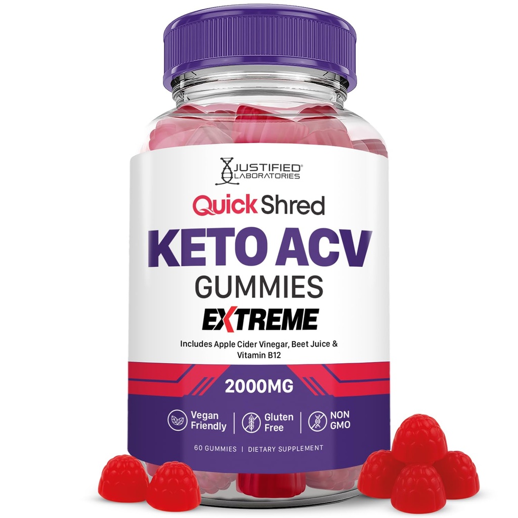 说明理由的实验室 Quick Shred Keto ACV Gummys Extreme Advanced Formula 2000MG 苹果 苹果 苹果 苹果 醋 果汁 果汁 和 B12 Vegan, N-GMO 60 Gummys