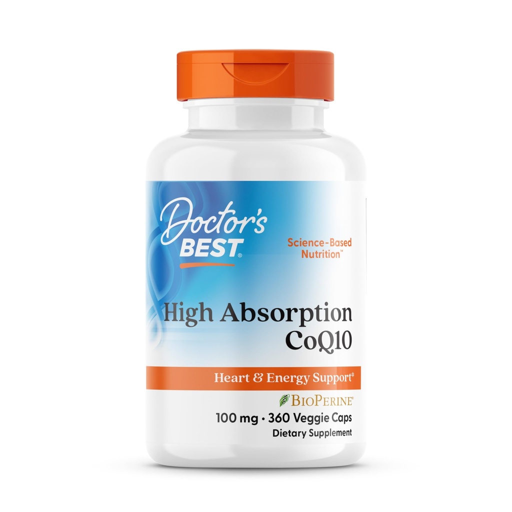 医生最佳高吸附CoQ10 配有BioPerine Supplement-Coenzyme Q10 Caps 心脏健康和抗氧化剂支持,天然发酵 CoQ10 - 360 Veg Capsules