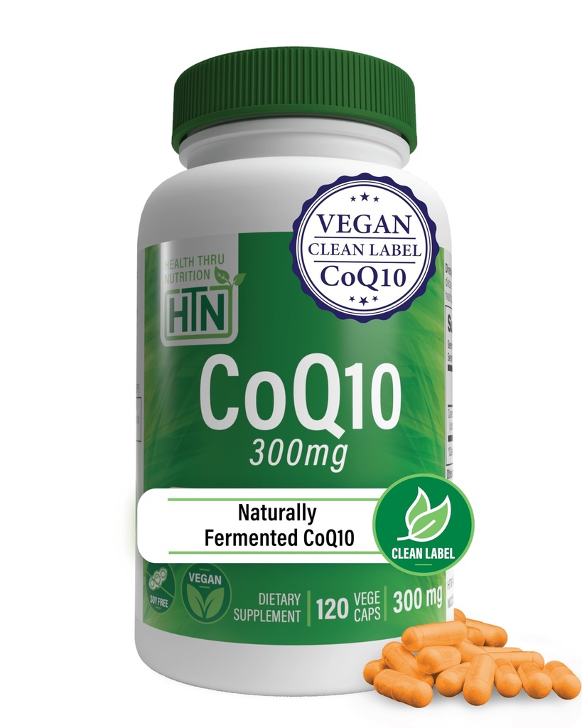 健康 Thru营养 CoQ-10 300mg - 120 Capsules QQ 高敏Ubiquinone Coenzyme Q10 QQ 支持细胞能和抗氧化剂保护 QX 非GMO,无豆,Vegan,无胶原