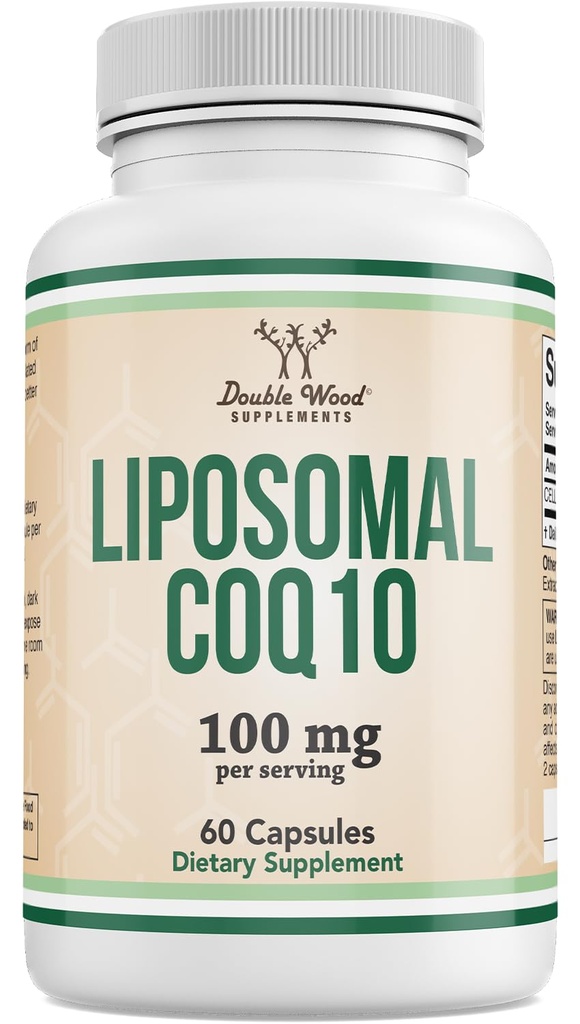 Liposomal CoQ10 抗氧化剂和能源支持补充(100毫克/人/服务,60天供应),第三方测试,Vegan Safe,非GMO 双木