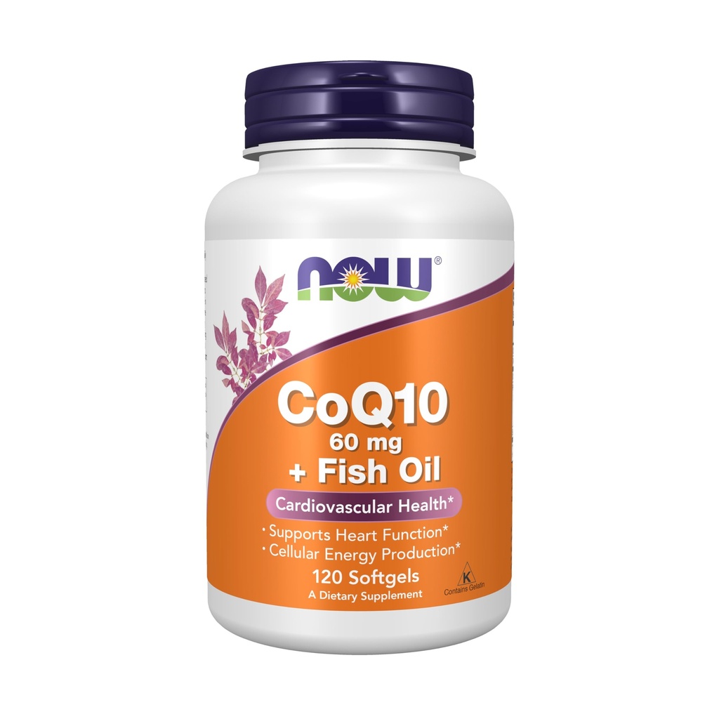 现在食品补充品,CoQ10 60毫克,与Omega 3鱼油,心血管健康*,120软胶