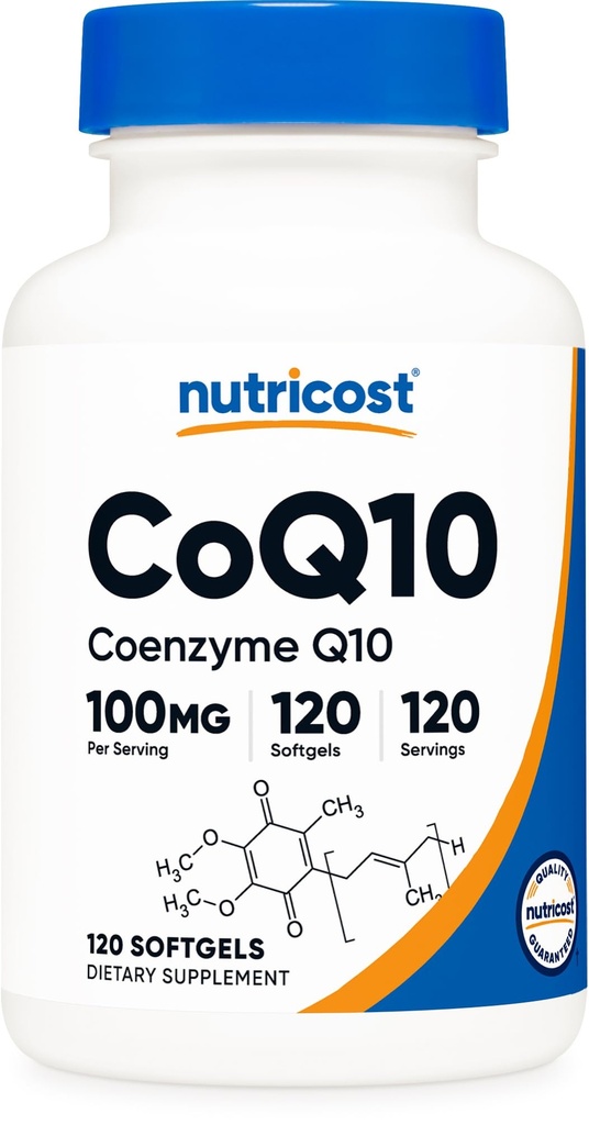营养成本CoQ10 软胶(120枚,每枚100毫克) -- -- 更好的吸收、超纯CoQ10 补充剂、Gluten Free和非GMO