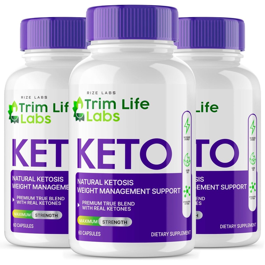 rize 实验室 - - Trim Life Labs Keto Capsules - 重量损失药丸 - 支持最大强度公式,Keto+ACV 补充(180 Capsules)