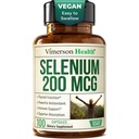 硒 200 mcg Capsules – 甲状腺素,抗氧化剂和免疫支持的高角硒补充剂 – 高生物利用率的L-Selenomethionine 必需矿物补充剂 – Vegan, 100 Capsules