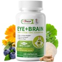 眼+脑补充剂 记忆和焦点 Lutein 40mg, Zeaxanthin, Astaxanthin, Bilberry, 狮子马内, Bacopa Monnieri, Ginkgo Biloba, 14 in 1 成人和老年人眼维生素120 Capsules
