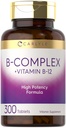 Carlyle B-Complex Vitamin 配有 B12 | 300 片 | 300 高概率公式 | 蔬菜与非GMO 补充