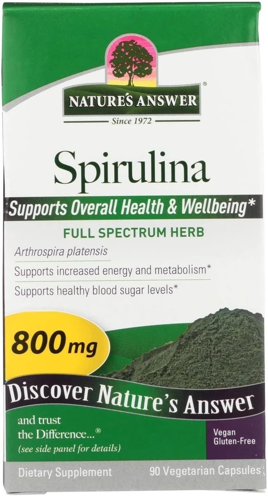 自然之答 Spirulina 草药 Capsules 90 自然免疫支持 富含纤维、蛋白质、抗氧化剂和维生素