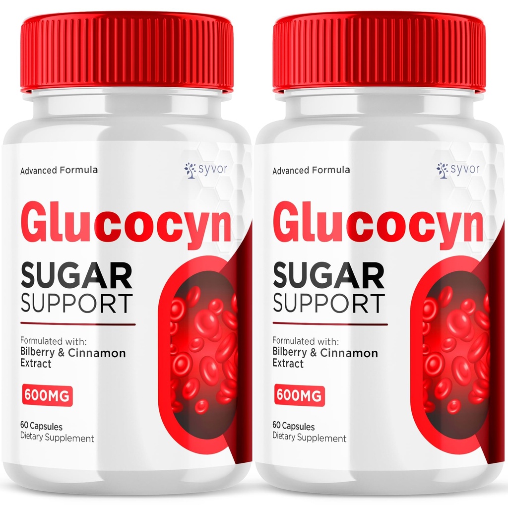 (2 Pack) Glucocyn Capsules, Official Glucocyn Glycogen Supplement Pills with All Natural Ingredients, Advanced Formula Support Pills with Max Strength Premium Vitamins for Women and Men (120 Capsules)