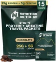 Go Whey蛋白质隔热包装上的营养 - 25g蛋白质+5g Creatine - 单服务 旅行蛋白粉 - 5.9g BCAAs, Keto & Low-Carb, Gluten - Free - 巧克力(15-Pack)