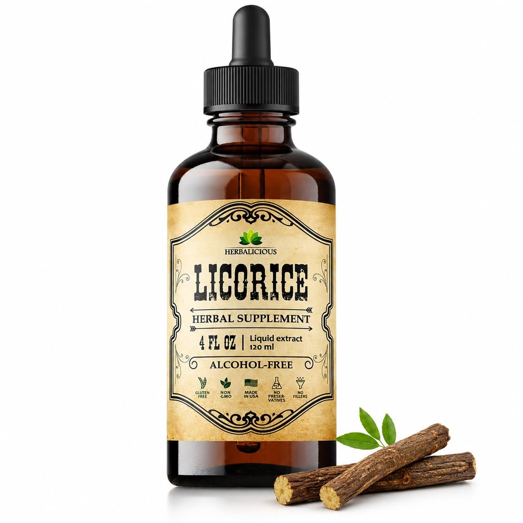 草根提取法(Glycyrrhiza glabra) – 有机液体草本提取法,4 fl oz – Vegan, Non-GMO, Gluten-Free