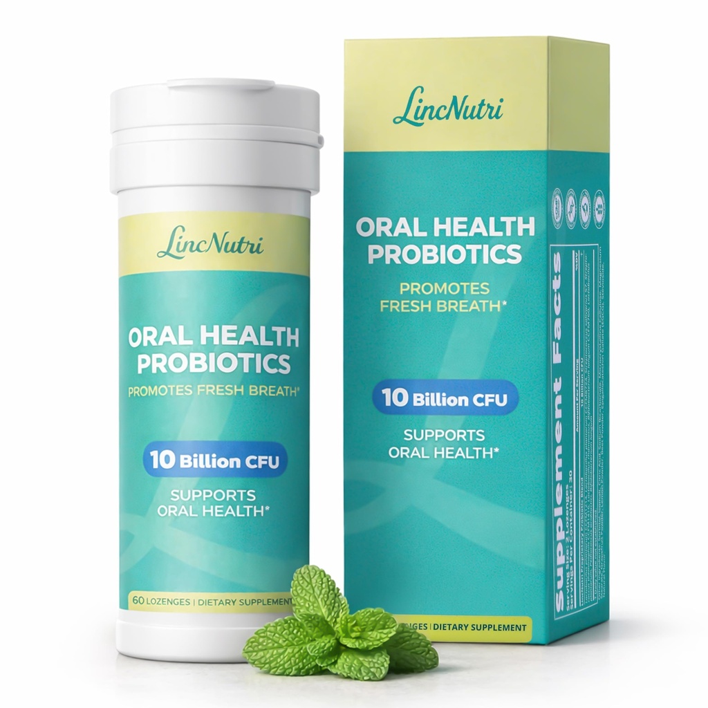 Oral Probiotics for Bad Breath & Mouth for Adults 10 Billion CFU - Dental Probiotic Supports Fresh Breath - Dental Plaque & Cavity Prevention - for Gum & Teeth Care - 60 Lozenges Mint Flavor