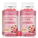 2 Pack Calcium Citrate Gummies 1200 mg - Calcium Supplements for Women with Vitamin D3 & K2,Magnesium,Zinc - Sugar Free Calcium Gummies for Bone & Teeth & Immune Support- Peach Flavor