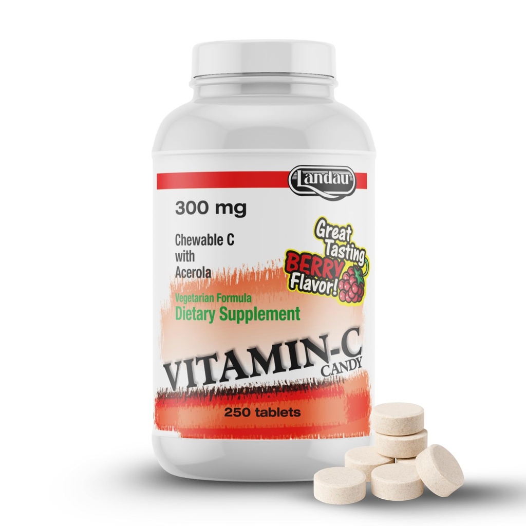 Landau Chewable Vitamin C C 糖果 300 Mg. Great Tasting Berry Flavor (250 Count) (英语).