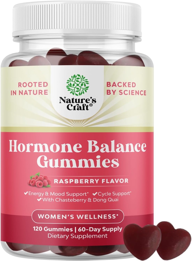 Hormone Balance for Women Gummies of All Ages - PMS Support Supplement for Women to Support Menstrual Cycle & Hormonal Balance Menopause & Mood Swings with Vitamin B6 & Dong Quai - 120 Chews