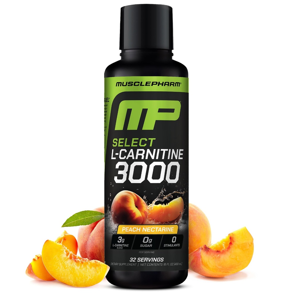 Muscle Pharm L-Carnitine 3000, 高性能, 支持代谢, 水分和能量, 零糖, 低卡路里, 桃仁, 32 服务