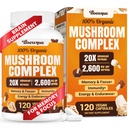 记忆与焦点的大脑补充,蘑菇补充,20 in 1 Mushroom Complex with Lions Mane, Reishi, Turky Tail, Cordyceps, Shitake, for Focus, Brian, 记忆补充, 120 Capsules