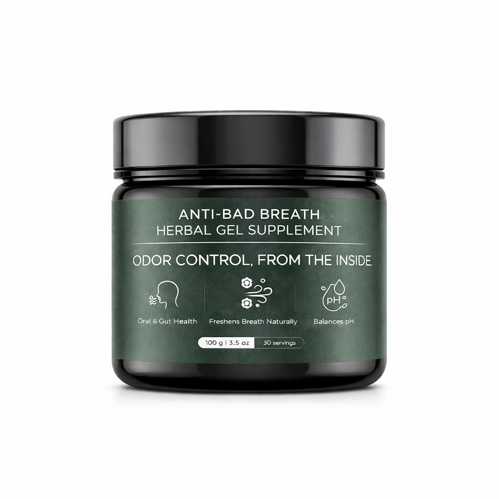 Anti-Bad Breath Herbal Gel Supplement for Fresh Breath Support, Oral Care Formula, 3.5 oz (100 g), 30 Servings