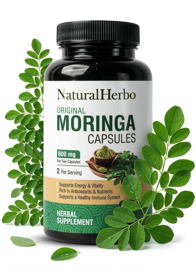 Pure Moringa Capsules - Pure Moringa Leaf Extract for Natural Energy, Digestion & Daily Wellness | Green Superfood Supplement | Vegan, Non-GMO, Gluten-Free | 120 Capsules (800mg)