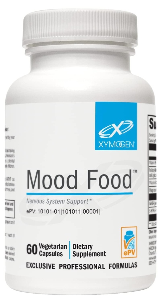 XYMOGEN Mood食品 - 神经系统,放松和Mood支持补编 - Folate, B12, B6 与镁, 5-HTP & GABA 补编 - Vegan & Non-GMO (60 Capsules)