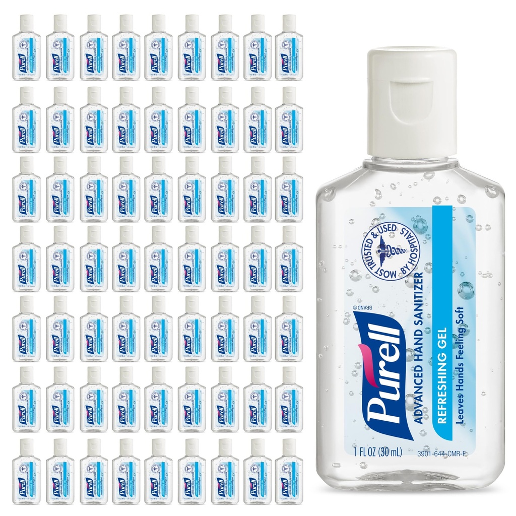Purell Advanced Hand Sanitizer 刷新 Gel, Clean Scent, 1 fl oz 旅行大小翻转瓶- Cap Bottle (Pack of 72) - 3901-72-CMR
