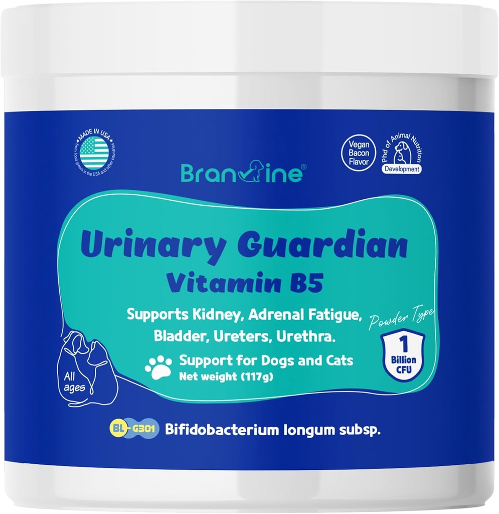 狗和猫的尿道守护者——支持肾,肾上腺Fatigue,Bladder,Urethers,Urethra,Vegan Bacon Flavor(117g)(维生素B5)
