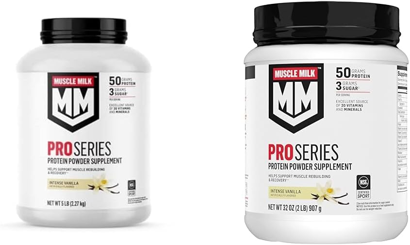 Muscle Milk Pro 系列蛋白粉补充剂 Intense Vanilla, 5 英镑 28 services & 2 英镑 11 services, 50g protein, 20 Vitamins & Minerals