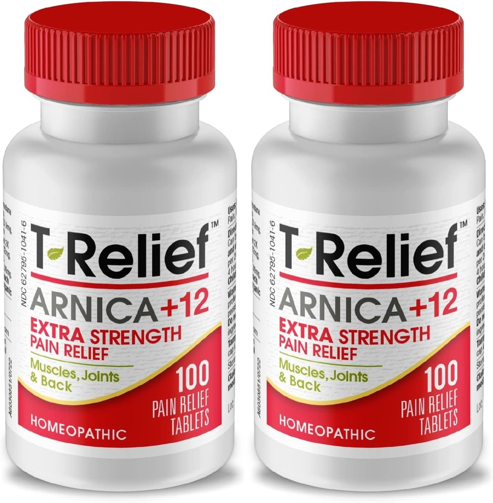 T-Relief Extra-Strength Arnica + 12 抗后痛的自然解放活动者 联合疼痛肌肉 和 Stiffness,全体 女性和男性快速行动救济 - 100 片(2包)
