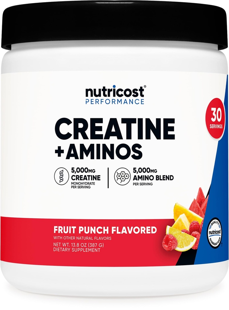 果汁 + 氨基酸 30 成品(Fruit Punch Flavoried) - 5,000mg 成品(Creatine Monohydrate) + 5,000mg 成品(Amino BCAA) 混合剂