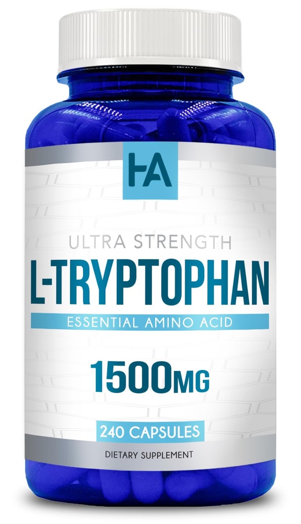 High Strength L Tryptophan Capsules | L Tryptophan Supplement for Sleep and Relaxation with 1500mg per Serving | Vegan Non-GMO Soy and Gluten Free | Made in US cGMP Labs (80 Servings)