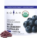 KOYAH 有机野生蓝莓盖 – 冷冻-干燥 整片水果 – 600 mg(3,960 mg Fresh) – 低布什品种(Vaccinium angustifolium) - 认知功能和抗氧化剂支持 - 60 capsules