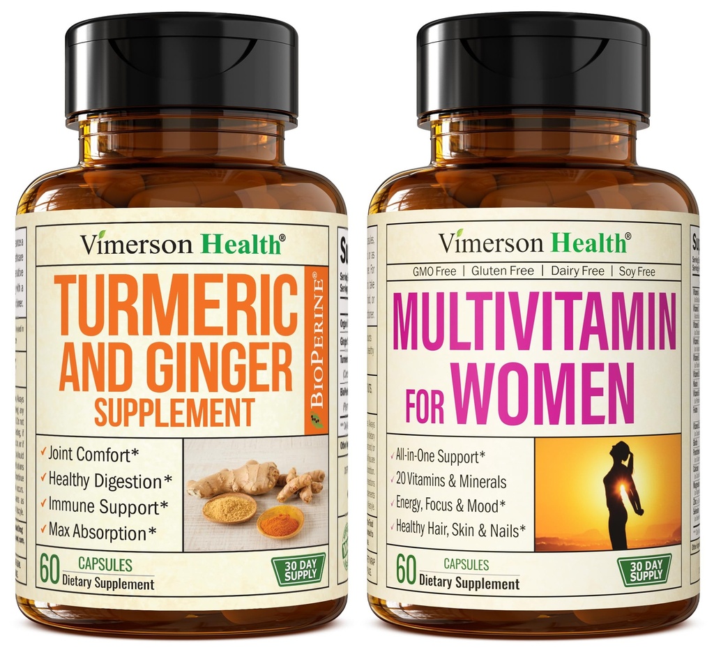 Turmeric Supplement和 Ginger Root 联合支助补编和完整的妇女多种维生素