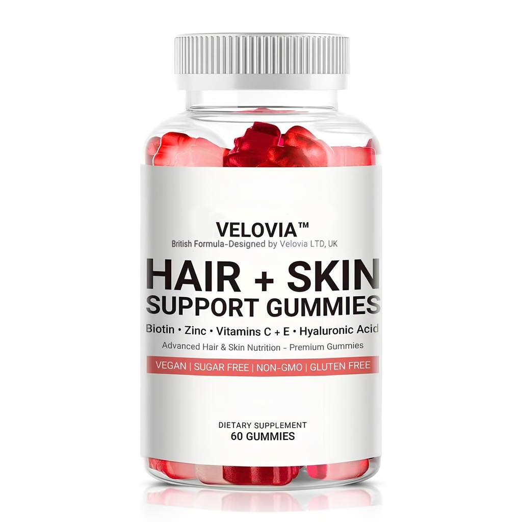 Hair Strength Gummies – Biotin + Zinc + Vitamins C & E – Sugar Free – Supports Stronger, Thicker-Looking Hair – 60 Vegan Gummies (30 Day Supply)