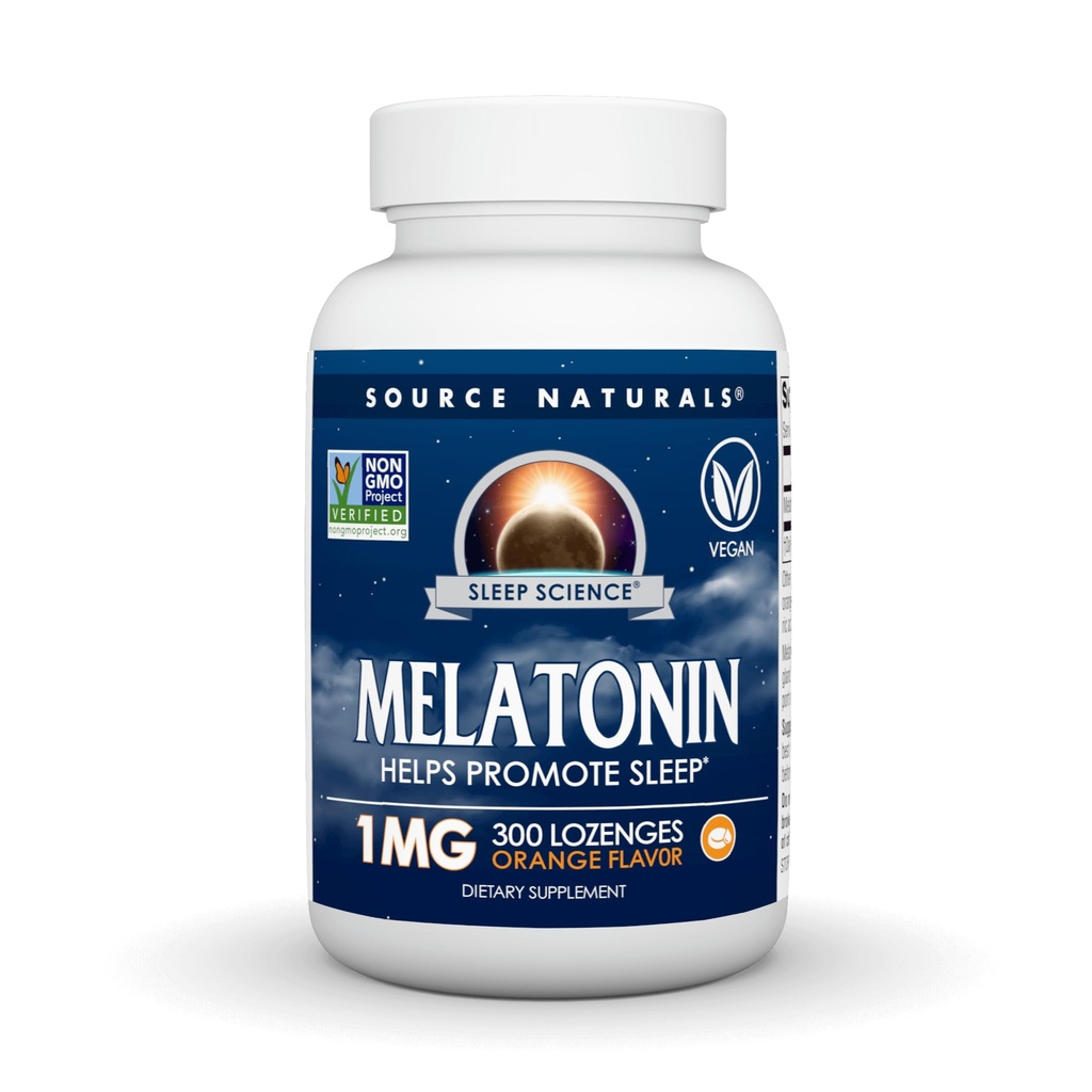 资料来源:自然睡眠科学,Melatonin, 帮助促进睡眠* - 1毫克 - 300 橙色裂纹Lozenges