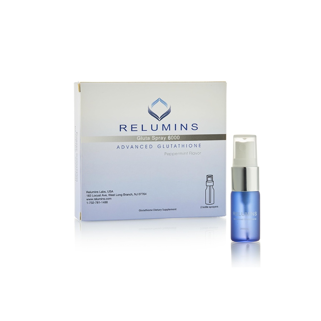 Relumins Highest Dose Sublingual Glutathione Oral Spray - New Advanced Formula 6000mg Plus Zinc - Professional Formula for Skin, Brain, and Immune Health, Made in USA (3000mg x 2 Bottles)