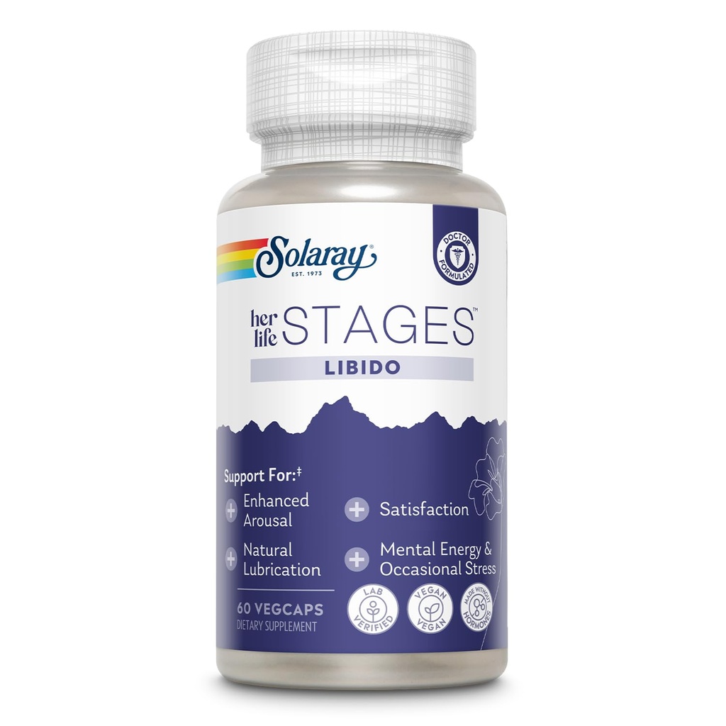 SOLARAY Libido的人生阶段 -- -- 支持自然润滑剂和妇女 Libido增产 -- -- Shatavari、Fenugreek、有机Ashwagandha Capsules -- -- 无荷尔蒙生产 -- -- 30名服务者、60名蔬菜