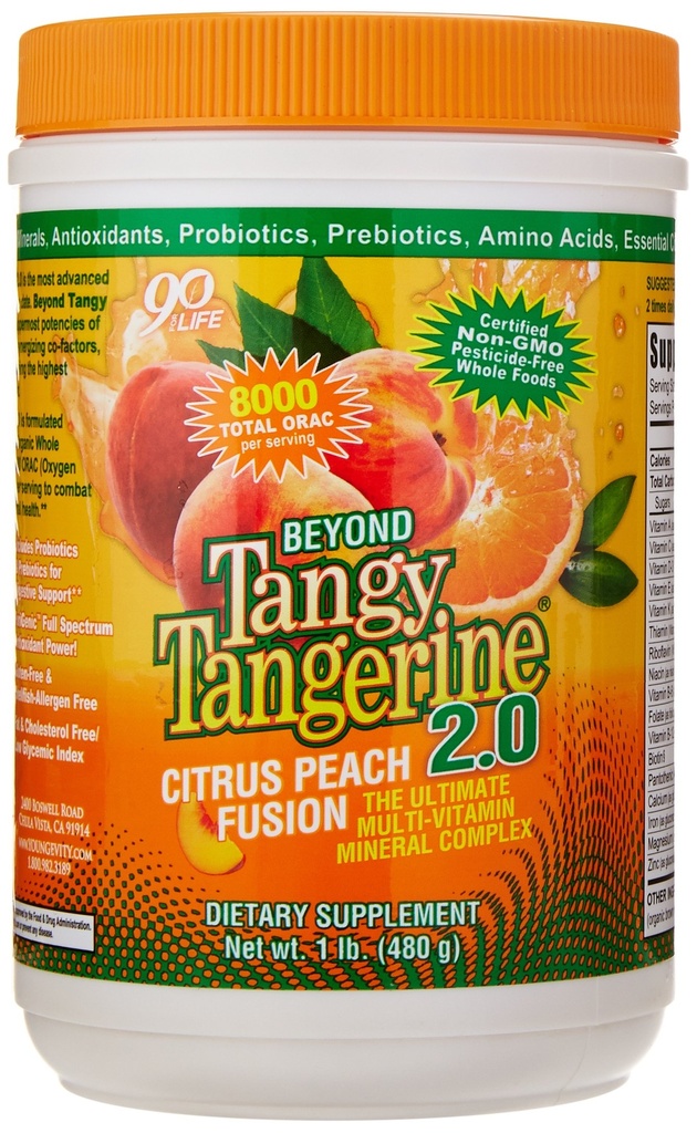 青春超越丹吉·丹吉林 2.0 Citrus Peach Fusion 多维生素和矿物复合体——用天然和全食品制造 → 8 000 ORAC(3个罐头)