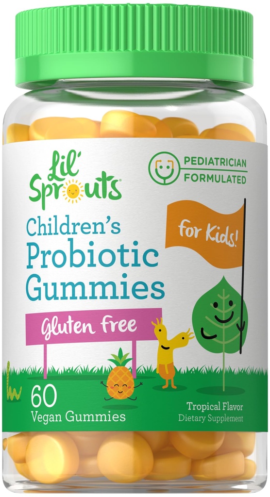 Carlyle Children's Probiotic | 60 Gummies | Tropical Flavor | Vegan, Non-GMO & Gluten Free Supplement | by Lil' Sprouts
