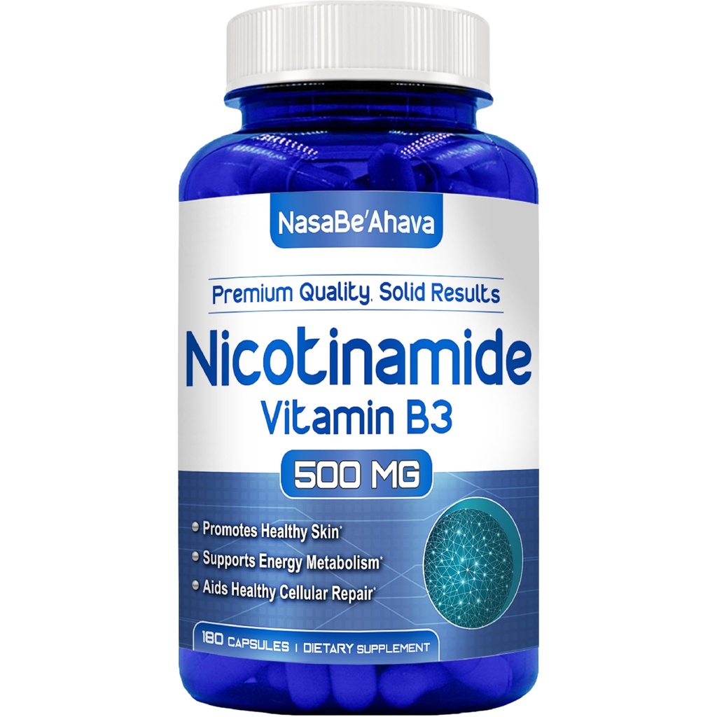 Vitamin B3 Nicotinamide 500mg Capsules | NAD+ Precursor and Longevity with Nicotinamide Form of Vitamin B3 Niacin Flush Free for Aging Skin Energy & Cellular Support | Made in the USA (180 Day Supply)