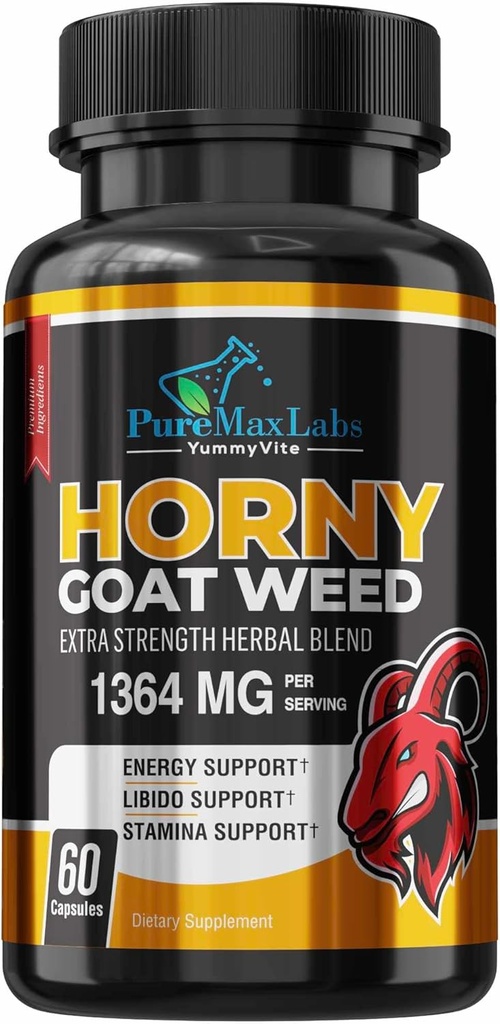 Horny Goat Weed Extra Force w. Maca, L-Arginine, Ginseng, Boost 性能, Stamina, Energy, Non-GMO, 60 卡普尔