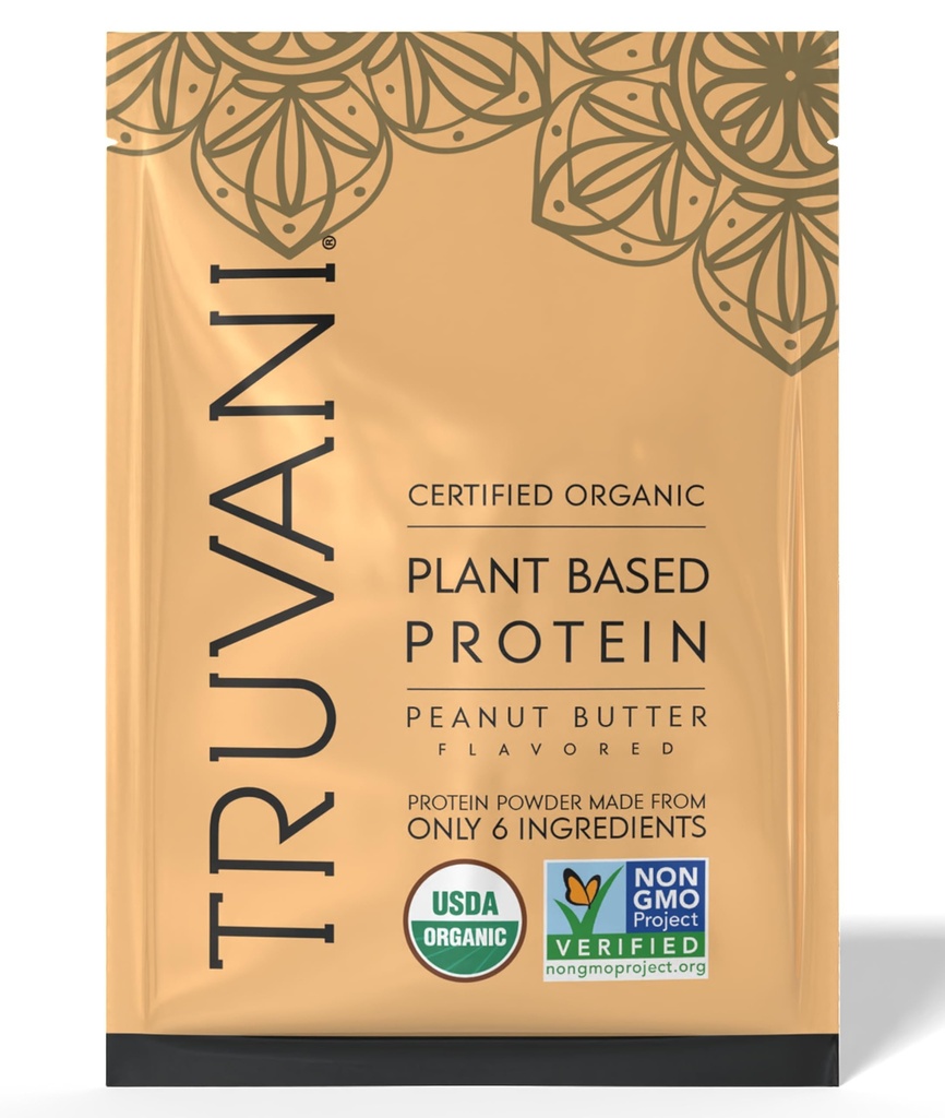 Truvani Vegan Pea 蛋白质粉 花生酱 32.7g 有机植物基蛋白 1 服务 Keto | Gluten & Dairy Free | Low Carb | 没有添加糖