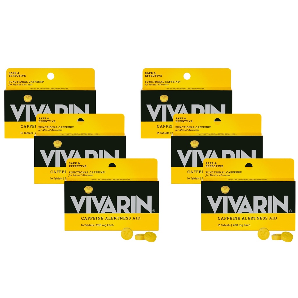 Vivarin, Cafeine Pills, 200mg Cafeine / dose, 安全和有效地帮助你保持清醒,无糖,卡路里或隐藏物料, 能源补充品, 16块(6包)