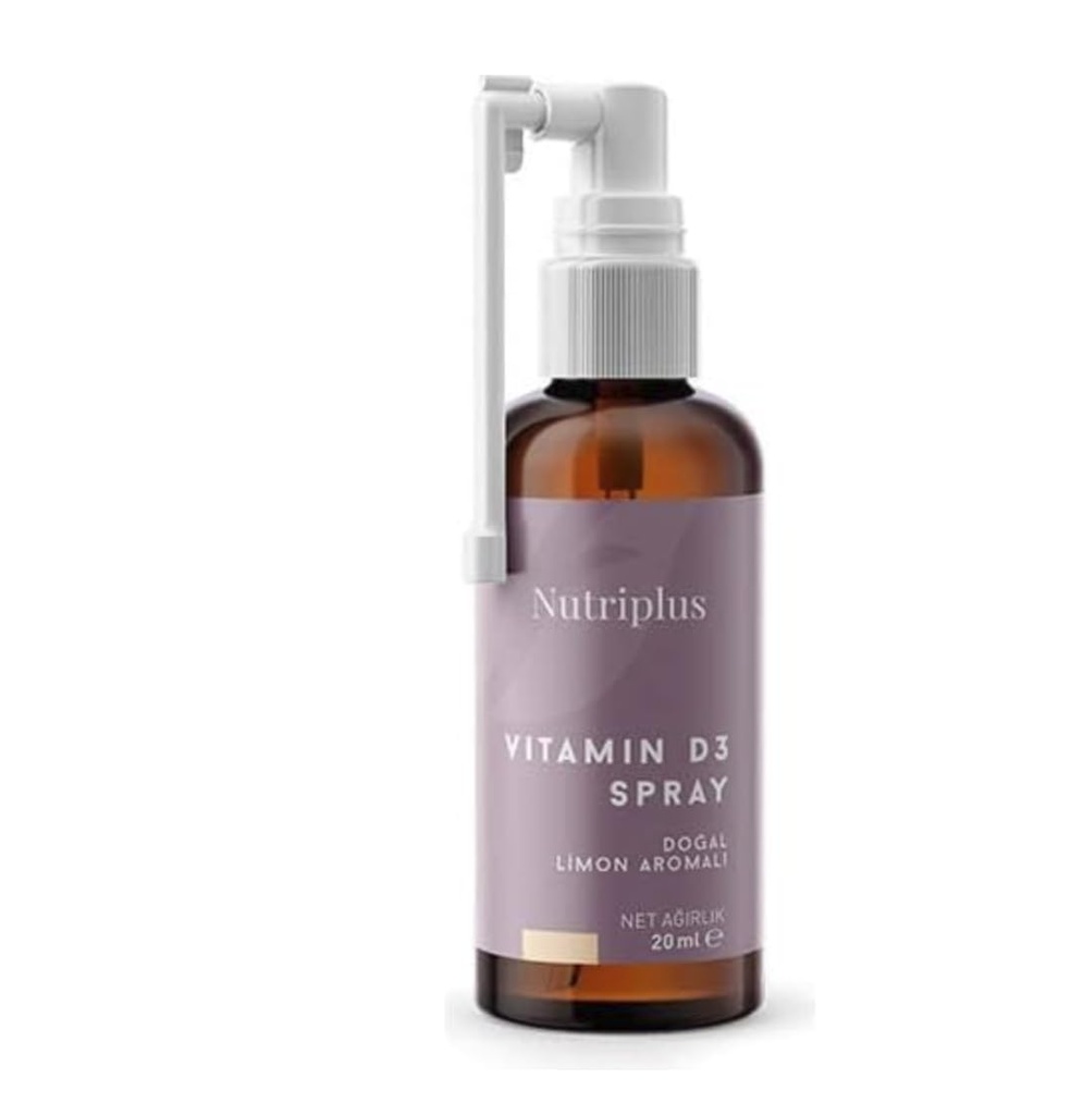 FARMASi Nutriplus Vitamin D3 K2 Oral Spray Vegan Daily Supplement Easy Spray Support for Bone Muscle and Wellness Women Men Day Care 20 ml/0.68 fl oz