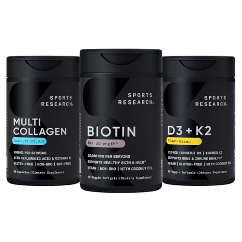 运动研究 女性包装-生物素10 000mcg + 多科拉根药丸 Collagen Peptides(一、二、三、五、十类)